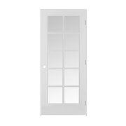 Trimlite Primed 10Lite Clear Tempered Glass Interior French 49/16" LH Prehung Door Brushed Chrome Hinges 2668pri1310CLETLH26D4916